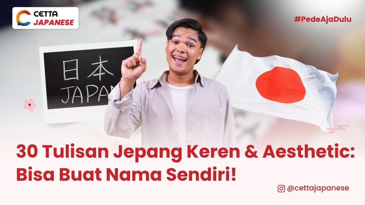 ilustrasi laki-laki yang menggunakan tulisan Jepang keren aesthetic|Kursus Bahasa Jepang Online di Cetta|Seseorang sedang menulis dengan Bahasa Jepang di atas kertas menggunakan kuas