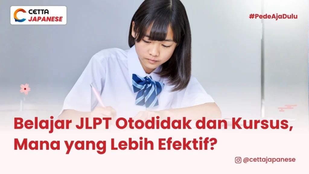 ilustrasi seorang murid yang belajar JLPT secara otodidak|potret seorang siswa yang mempersiapkan JLPT|ilustrasi siswa yang memperhitungkan biaya persiapan dan kursus JLPT