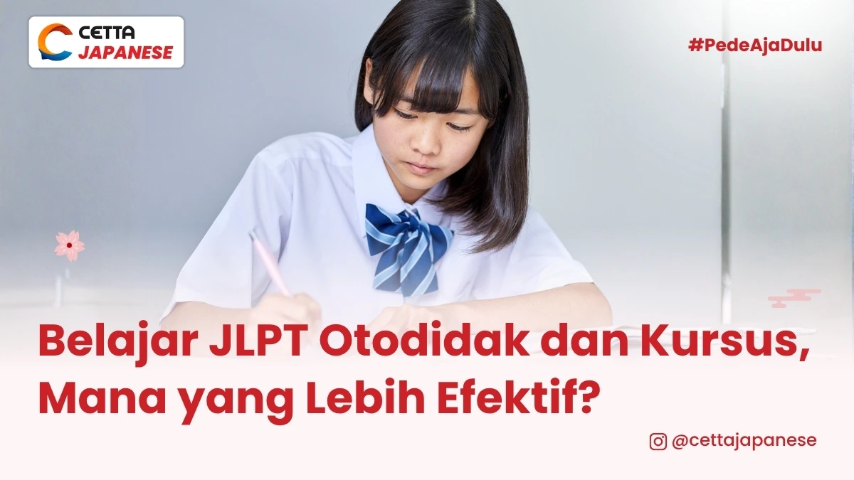 ilustrasi seorang murid yang belajar JLPT secara otodidak|potret seorang siswa yang mempersiapkan JLPT|ilustrasi siswa yang memperhitungkan biaya persiapan dan kursus JLPT