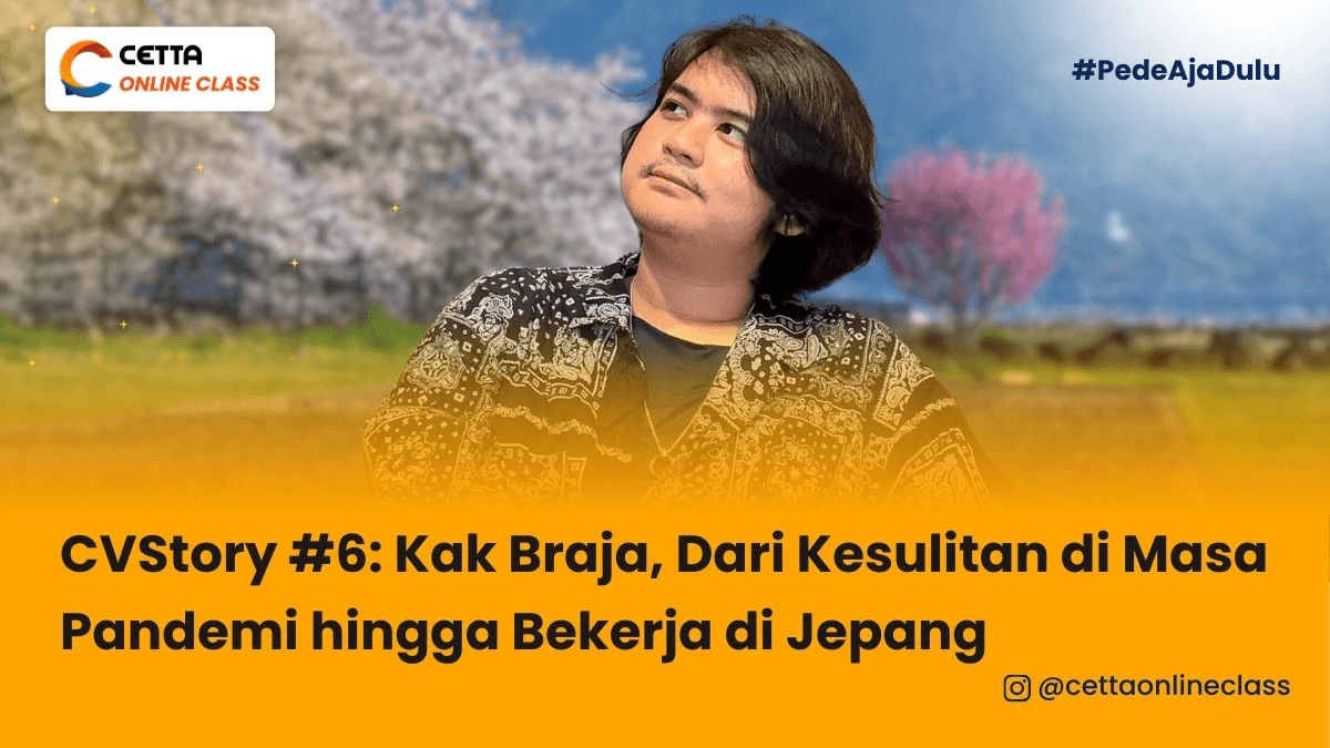 Seorang pria tersenyum dengan kepala menghadap atas