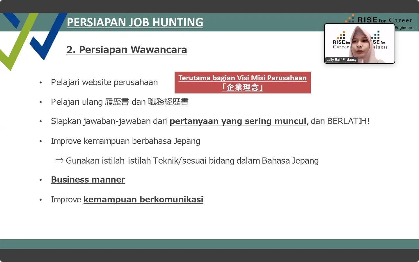 Pemaparan materi strategi sukses jadi engineer di Jepang|Sesi foto peserta webinar kerja di Jepang